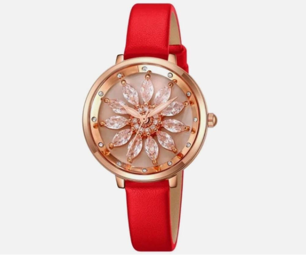 : Invicta Celestial Lady Watch - 34mm, Rose Gold Tone Case Red Band (70356)